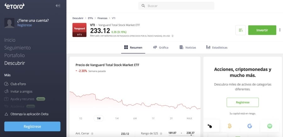 dividendos en vti etf de acciones totales de vanguard