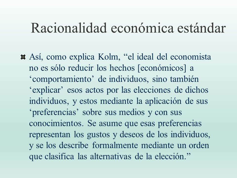 significado del comportamiento economico racional en finanzas